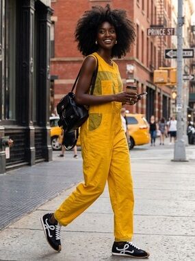 Vintage Yellow Button-Up Jumpsuit